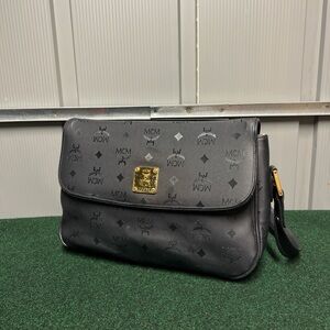 Vintage MCM Black Nylon Authentic Monogram Crossbody Bag RARE